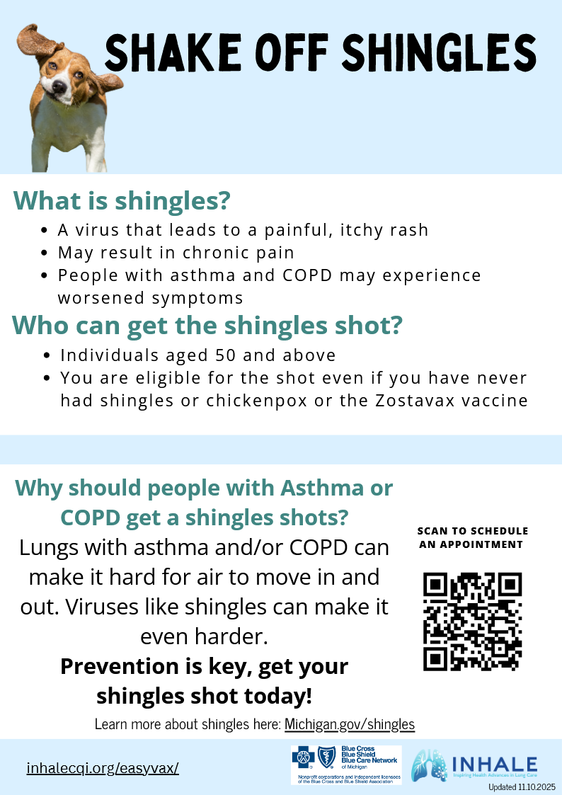 INHALE Shingles Vaccine Information Flyer 2025
