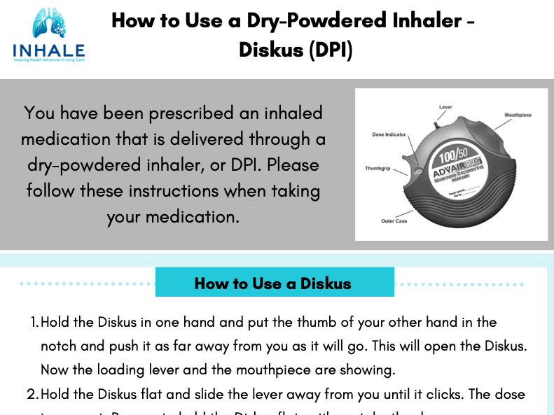 Diskus Dry Powdered Inhaler - Patient Instructions