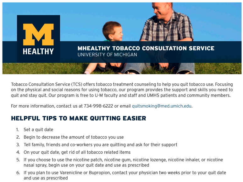 Tobacco Cessation Helpful Hints (Michigan Medicine, Tobacco Cessation Services)