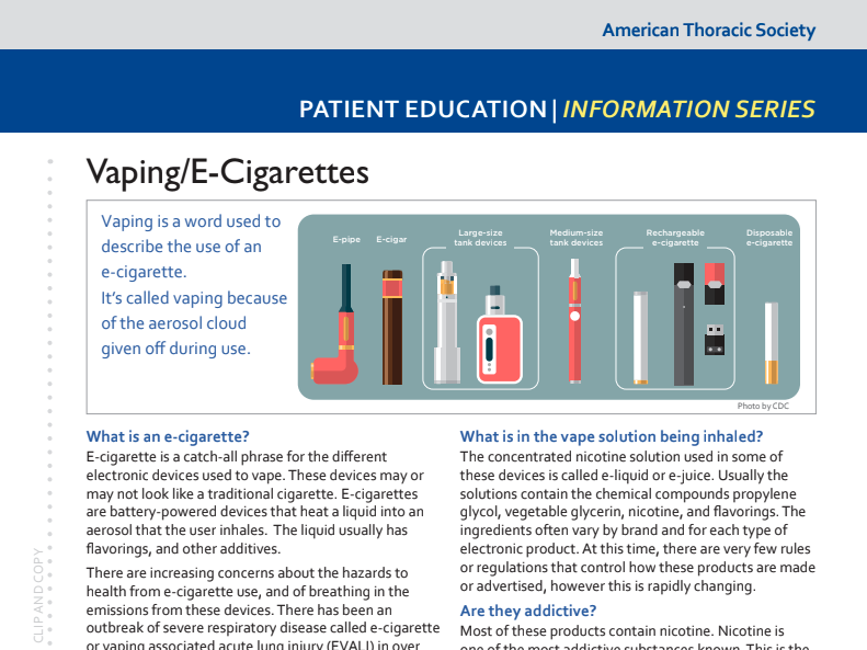 Vaping and Electronic Nicotine Delivery Systems (2020, ATS)
