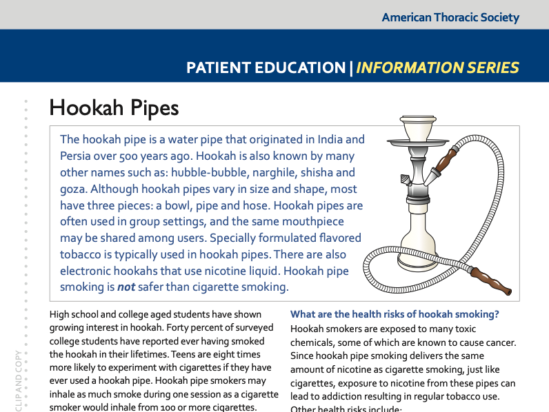 Hookah Pipes and the Lungs (2020, ATS)