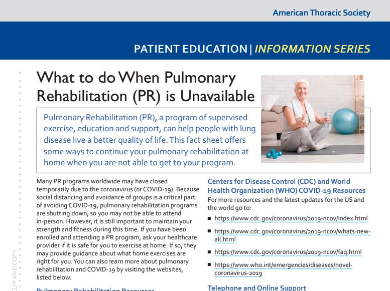 What to Do When Pulmonary Rehab is Unavailable (ATS, 2020)