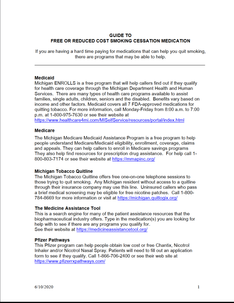 Free or Reduced-Cost Smoking Cessation Medication