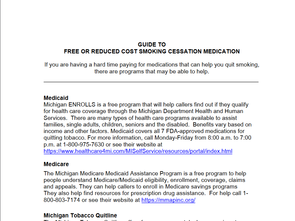 Free or Reduced-Cost Smoking Cessation Medication