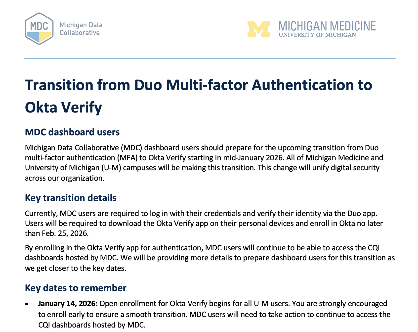 Transition from Duo Multi-factor Authentication to Okta Verify