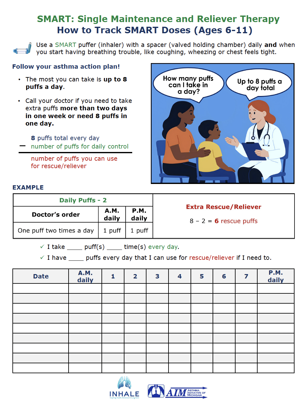 How to Track SMART Doses (Ages 6-11)